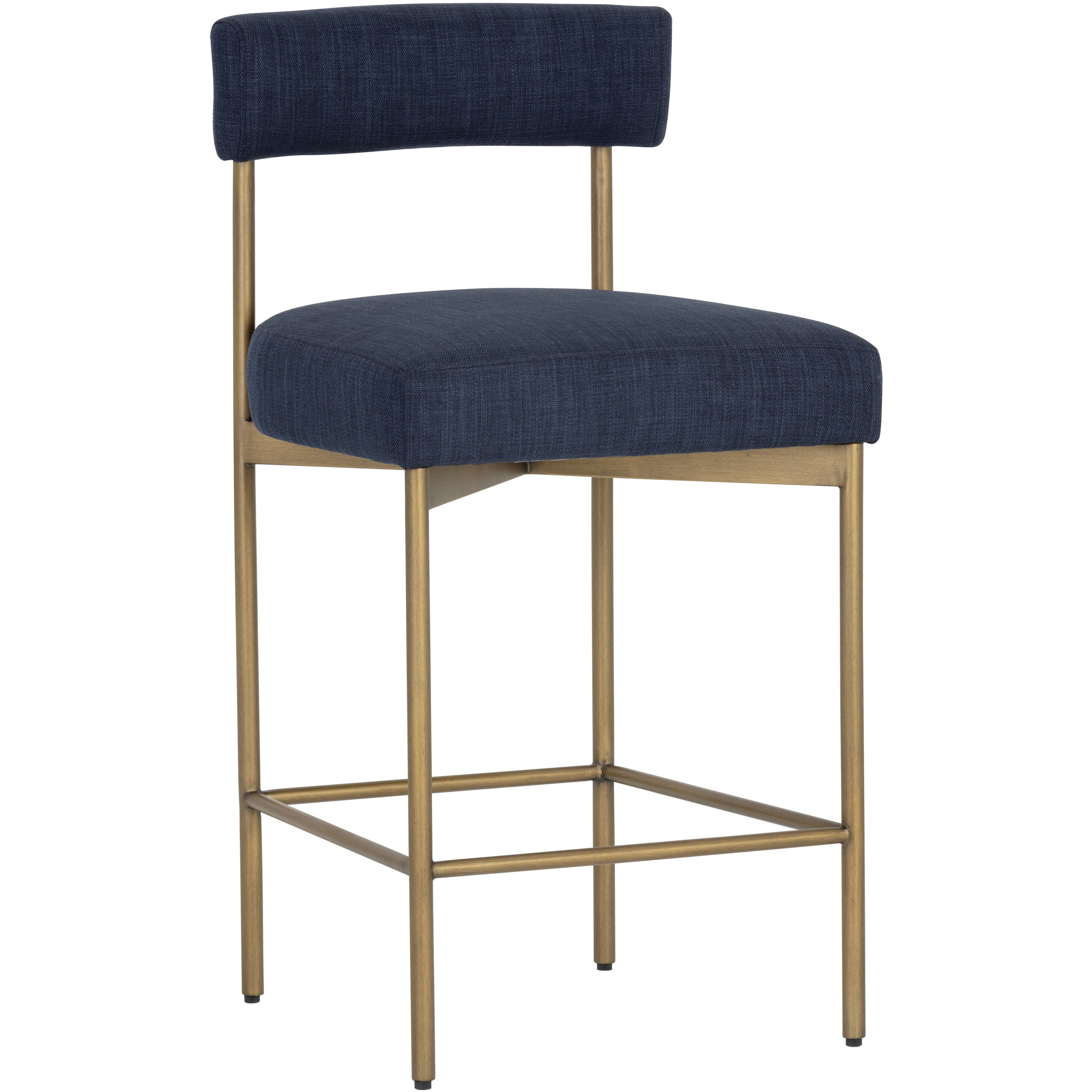 Seneca 36.5 inch Antique Brass / Arena Navy Counter Stool